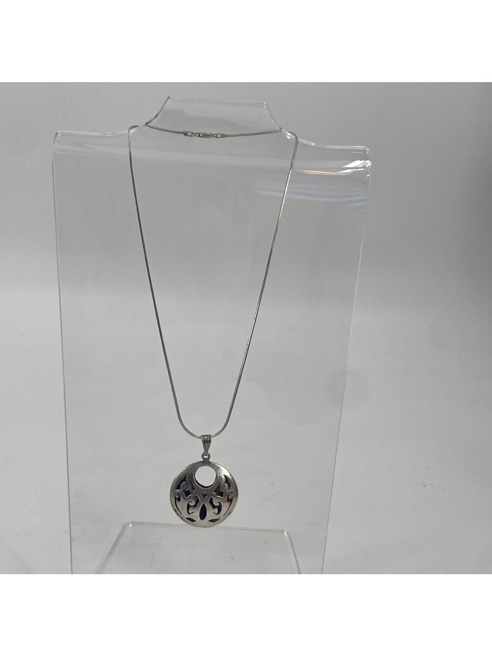 Sterling silver basket necklace